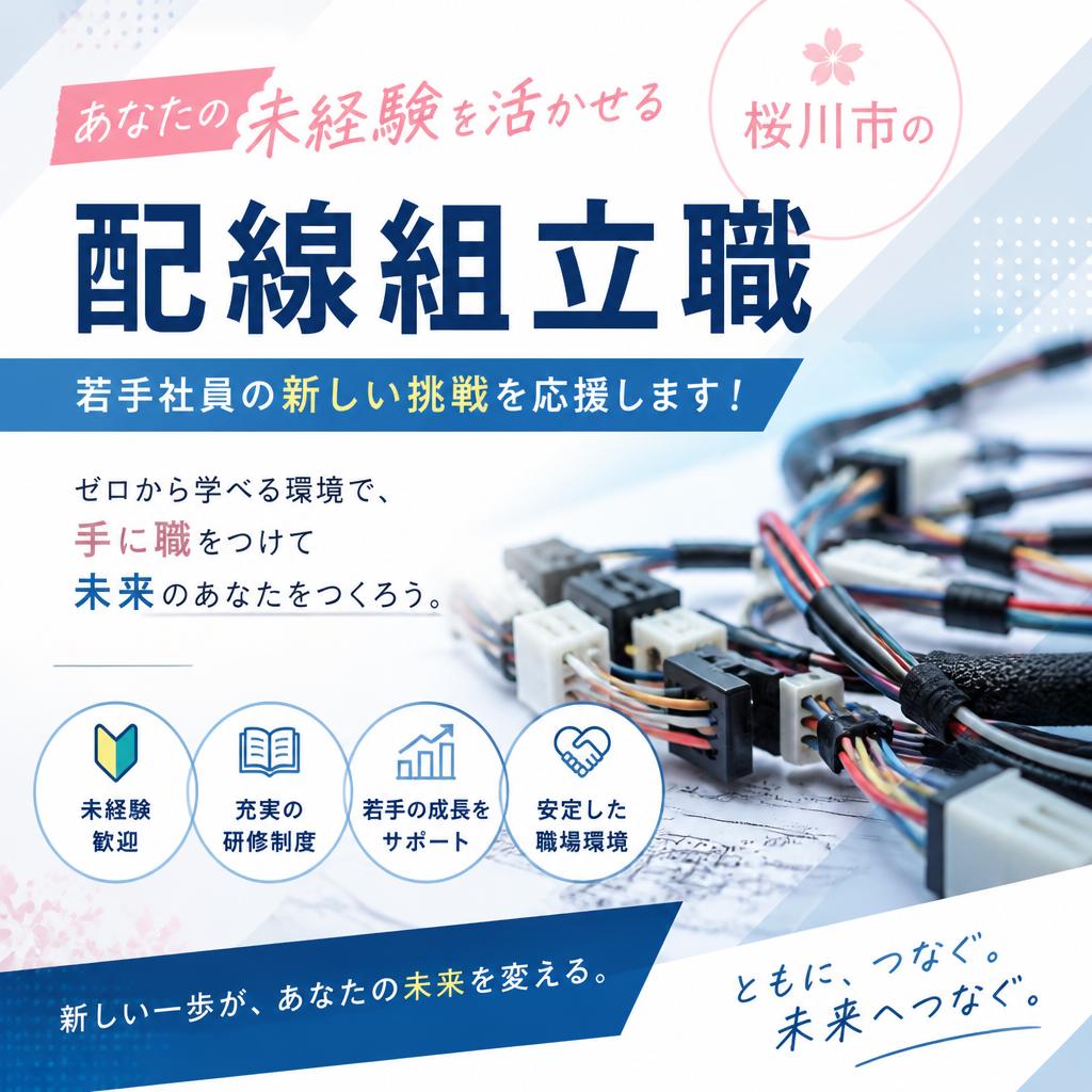 あなたの未経験を活かせる桜川市の配線組立職、若手社員の新しい挑戦を応援します！
