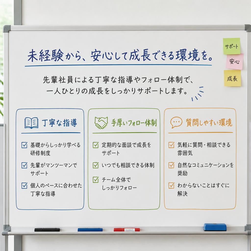 未経験でも安心！充実のサポート体制