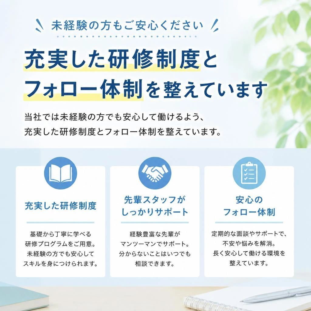 3. 未経験者大歓迎！安心のサポート体制