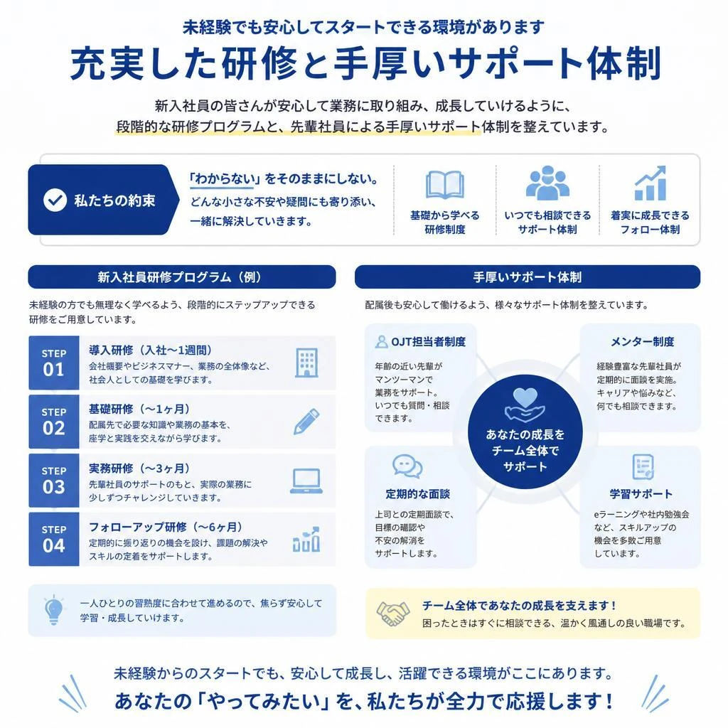 未経験者でも安心のサポート体制