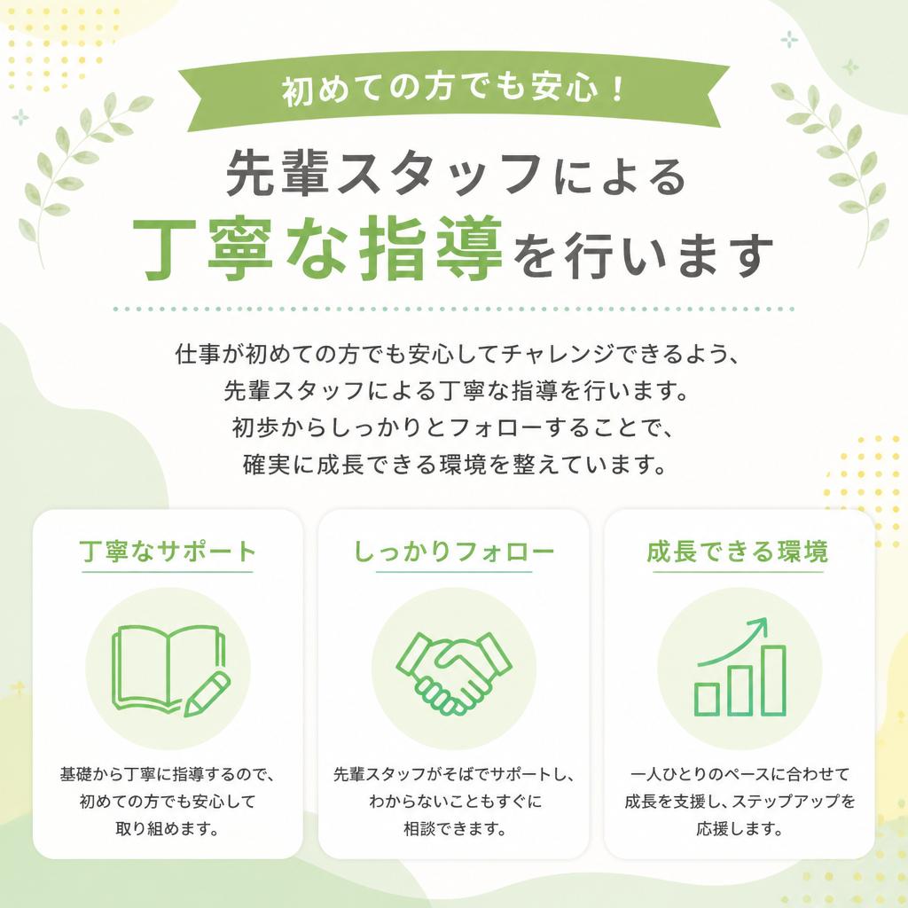 未経験者歓迎！安心のサポート体制