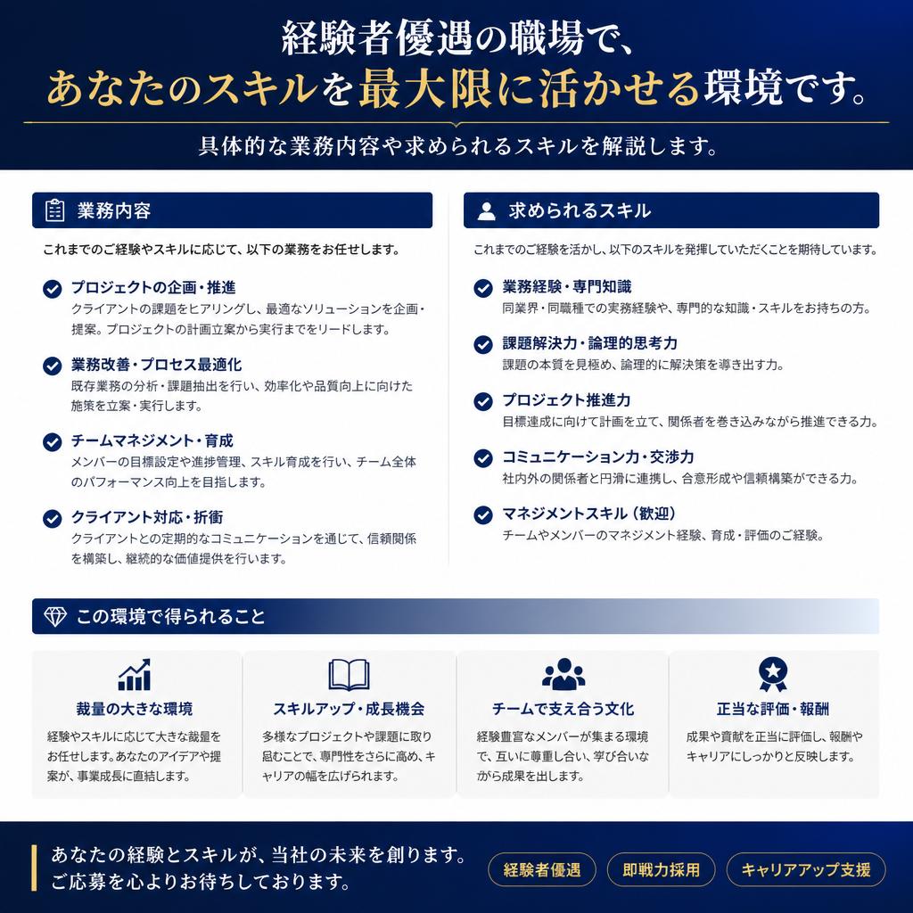 求めるスキルと職務内容