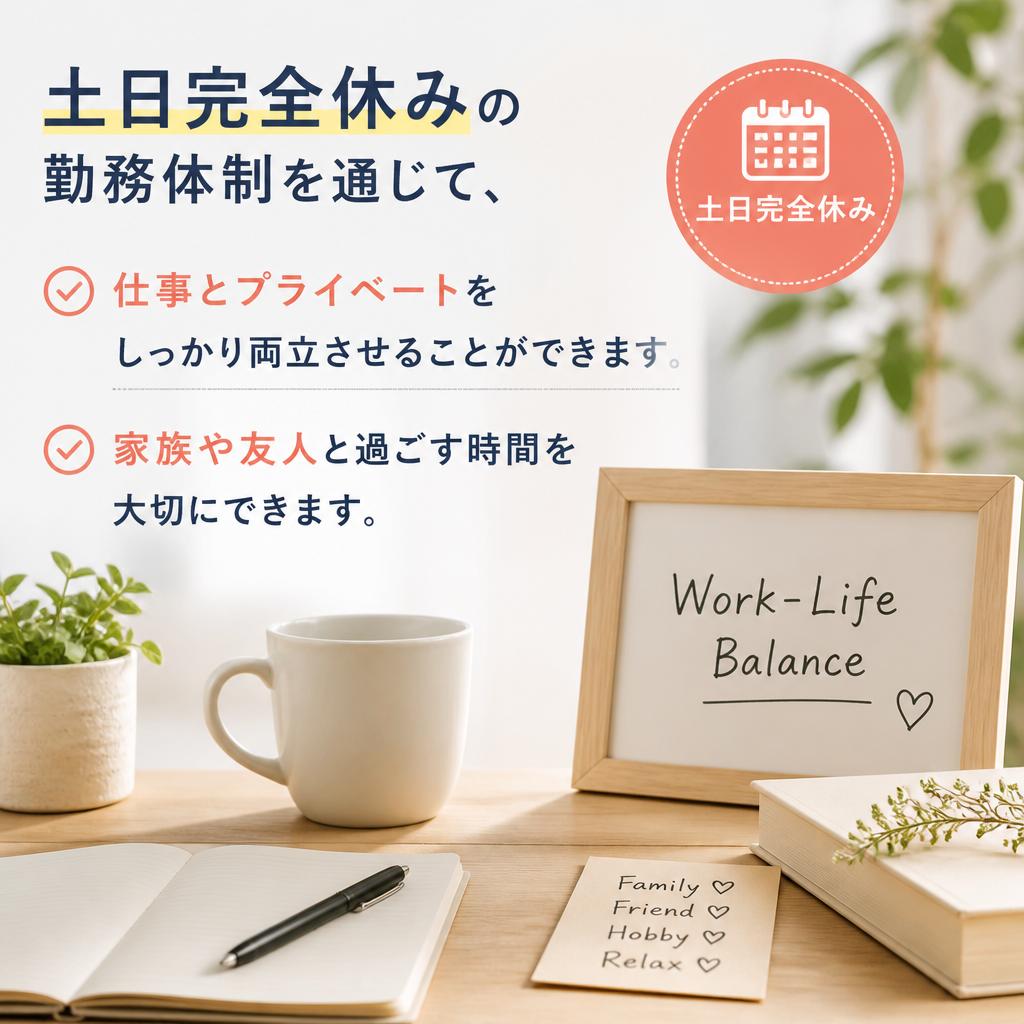 土日休みでプライベートも充実！
