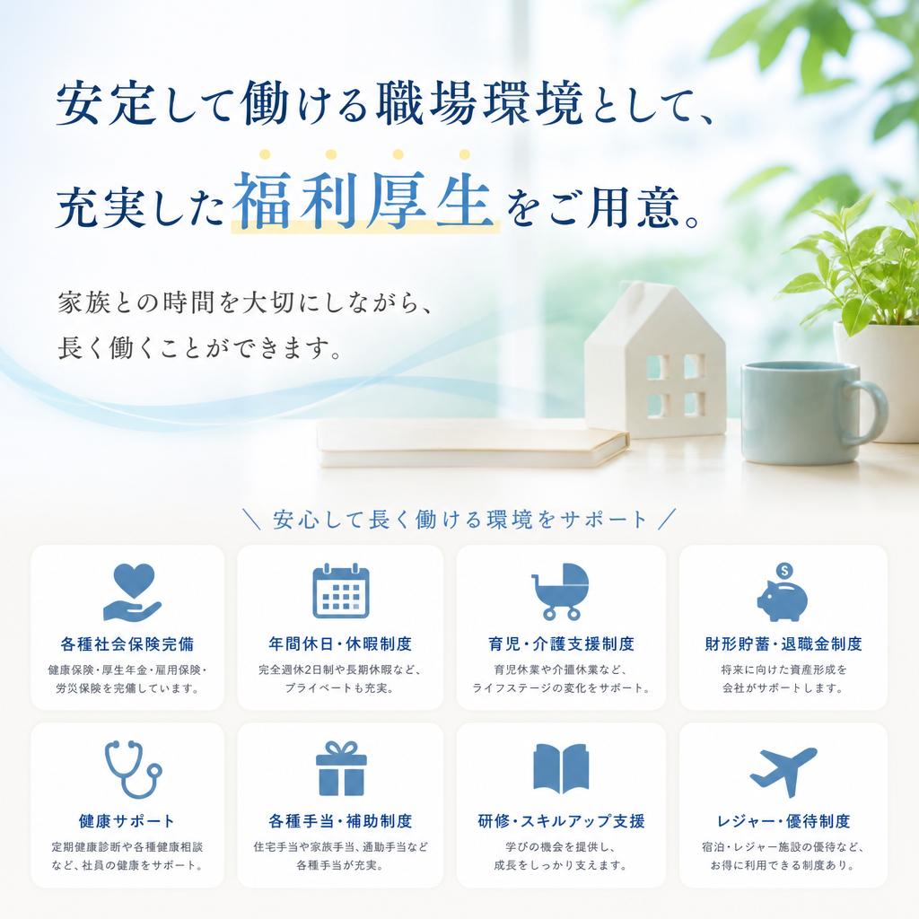 充実した福利厚生と安定した働き方
