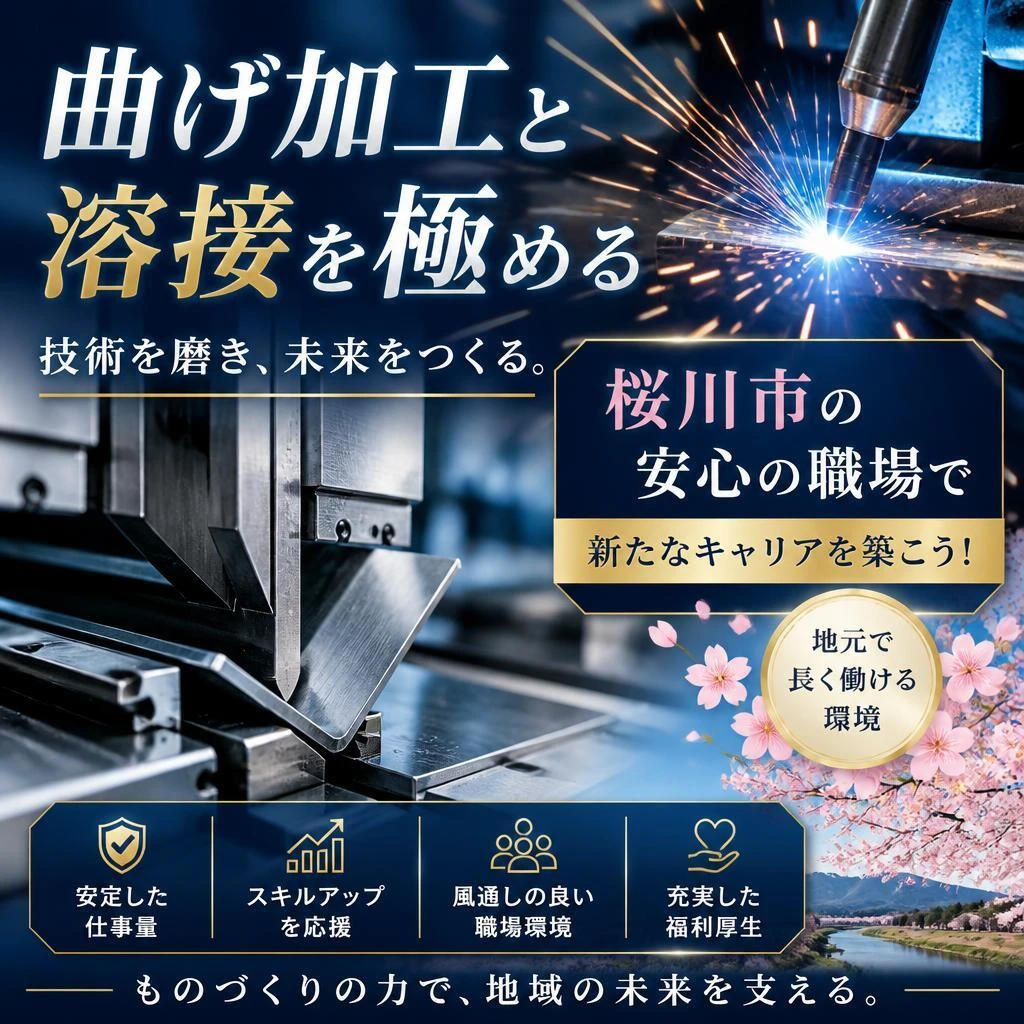 曲げ加工と溶接を極める、桜川市の安心の職場で新たなキャリアを築こう！
