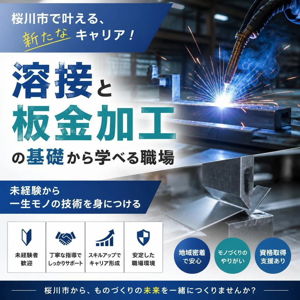 桜川市で叶える、新たなキャリア！溶接と板金加工の基礎から学べる職場