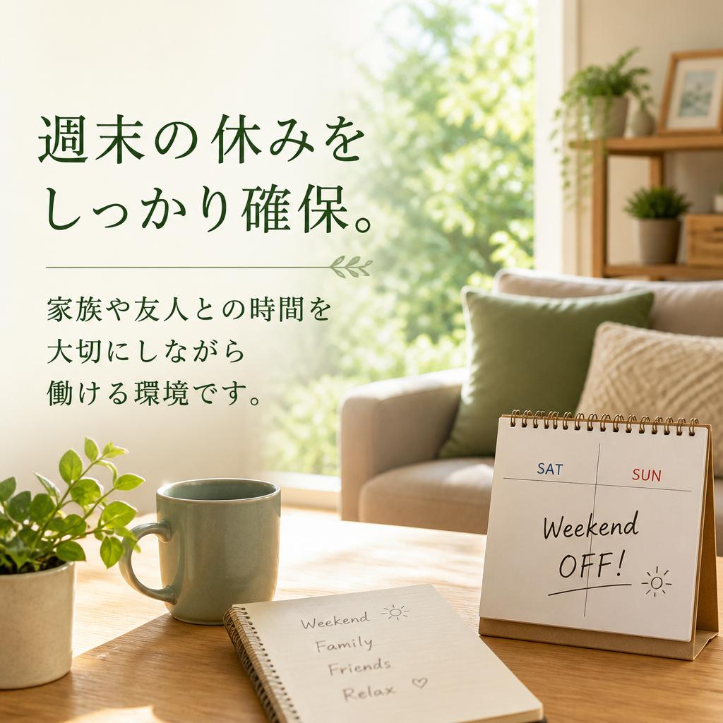 2. 土日休みでプライベートも充実