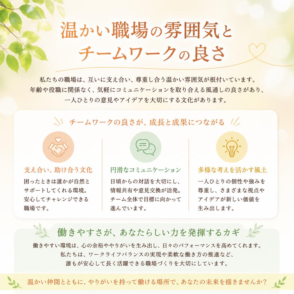 職場の雰囲気とチームワーク