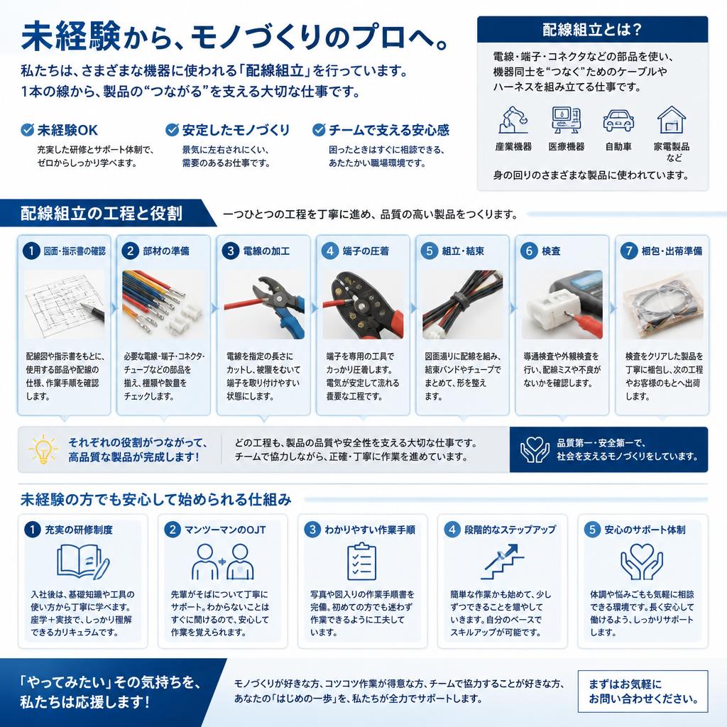 募集する配線組立スタッフの仕事