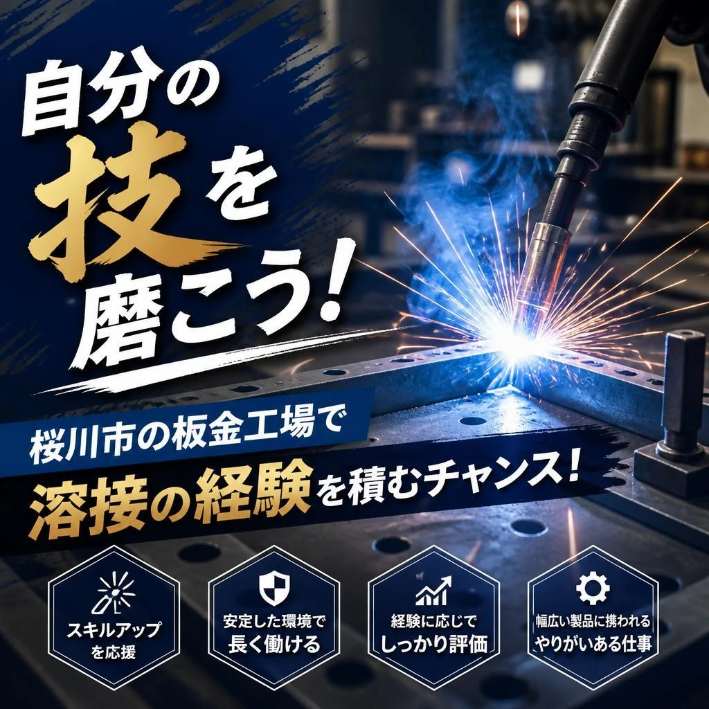 自分の技を磨こう！桜川市の板金工場で溶接の経験を積むチャンス！