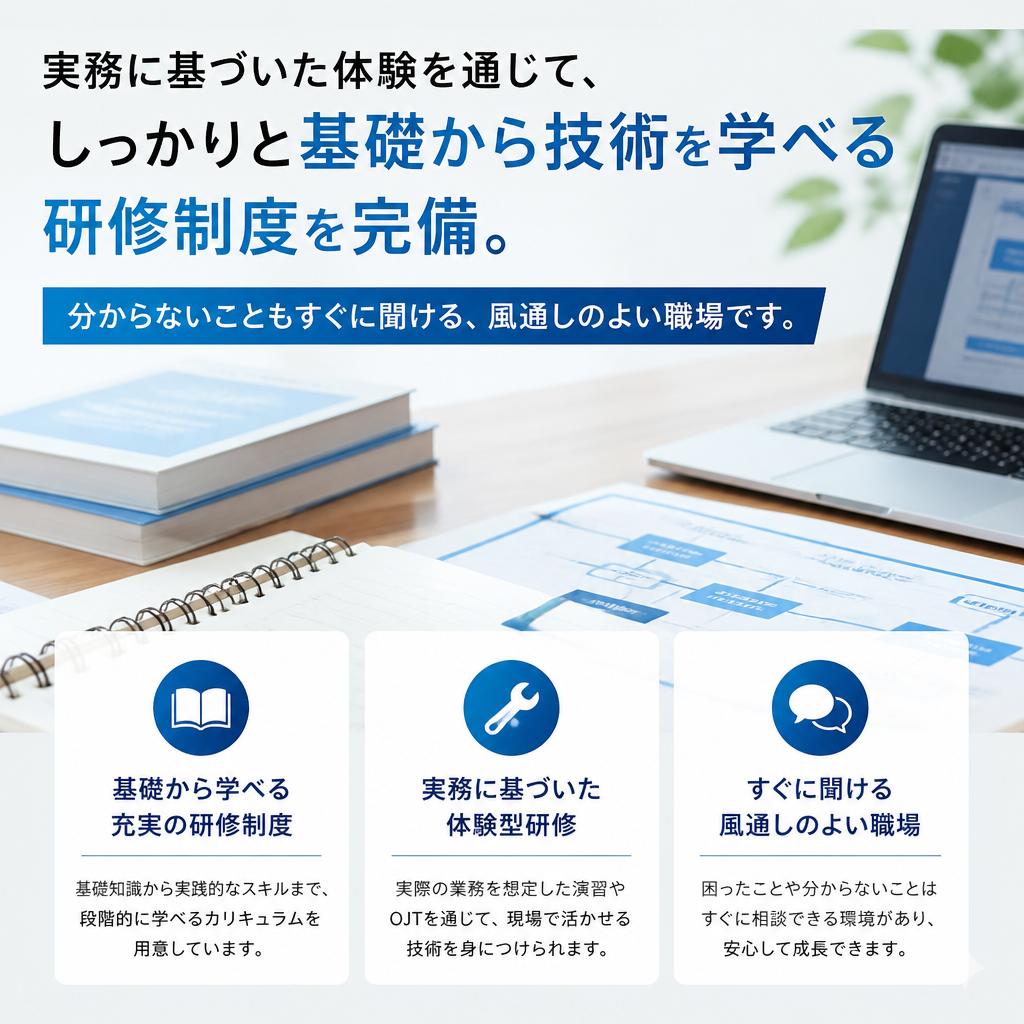 充実の研修制度とサポート体制